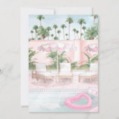 Roze & Witte Pool Cabana | Uitnodiging voor Poolpa (Achterkant)