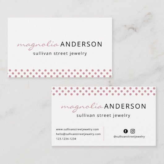 Roze witte poolpuntrand visitekaartje (Voorkant / Achterkant)