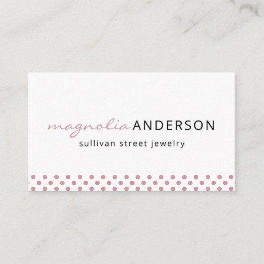 Roze witte poolpuntrand visitekaartje (Voorkant)