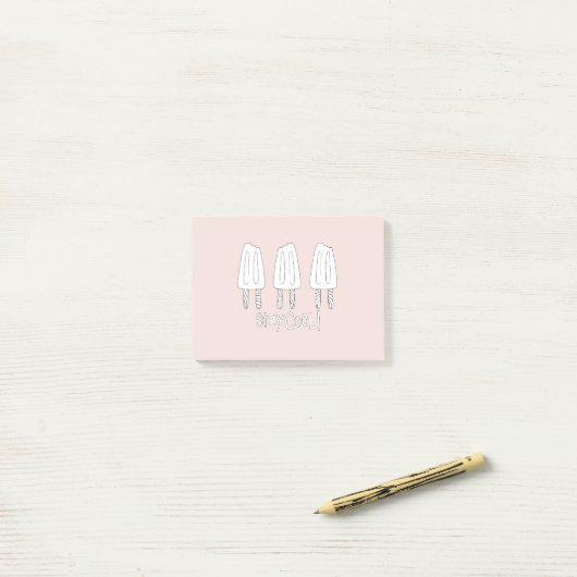 Roze Witte Popsicles Post-it® Notes (Op bureau)