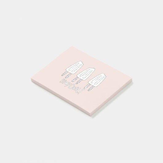 Roze Witte Popsicles Post-it® Notes (Schuin)