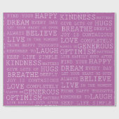 Roze witte positieve gedachten Inspirerend woorden Cadeaupapier (Vlak)