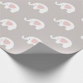 Roze witte prinses Elephant New Baby Cadeaupapier (Hoek)