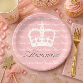 Roze-Witte Prinses Papieren Bordje