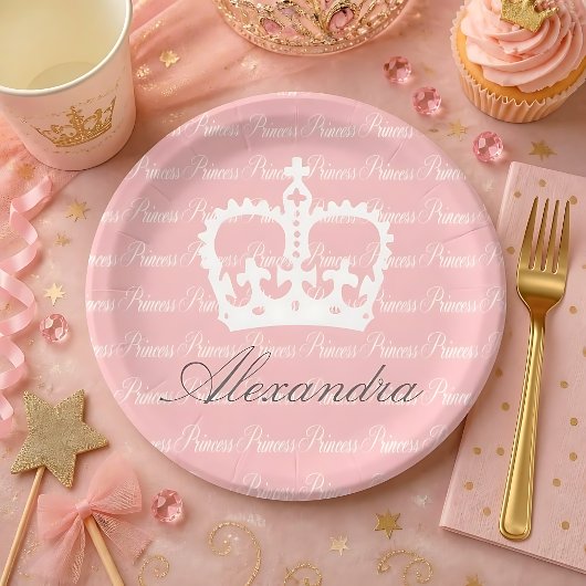 Roze-Witte Prinses Papieren Bordje