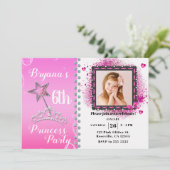 Roze & Witte Prinses Verjaardagsfeest Foto Kaart (Staand voorkant)