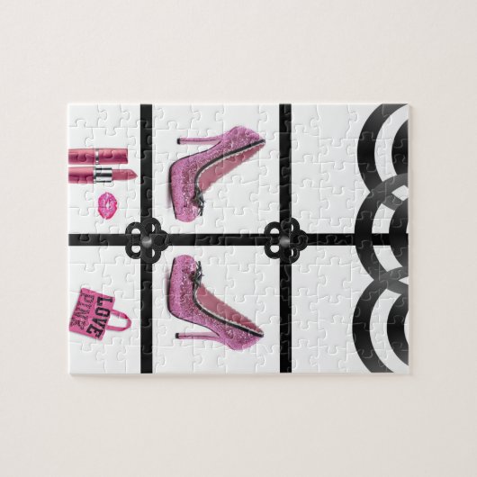 roze witte puzzel legpuzzel (Horizontaal)