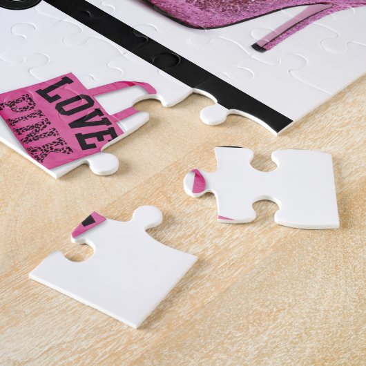 roze witte puzzel legpuzzel (Zijkant)