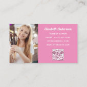 Roze witte qr code foto make-up klantenkaartje (Achterkant)