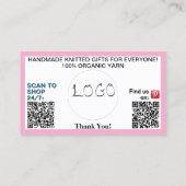 Roze Witte QR Codes Logo 3.5 x 2.0 Visitekaartje (Achterkant)