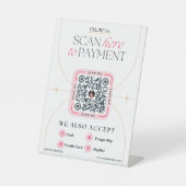 Roze & witte QR-codetekens - Vrouwelijke betaling Reclamebord Met Voetstuk (Voorkant)