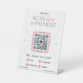 Roze & witte QR-codetekens - Vrouwelijke betaling Reclamebord Met Voetstuk