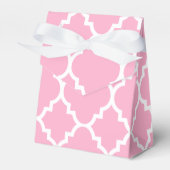 Roze witte Quatrefoil Marokkaans Patroon Bedankdoosjes (Voorkant Zijde)