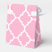 Roze witte Quatrefoil Marokkaans Patroon Bedankdoosjes (Achterkant)