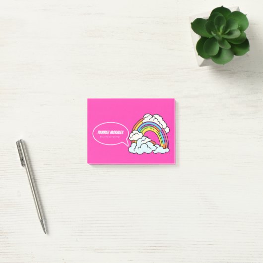 Roze witte regenboog illustratieve kleuterjuf post-it® notes (Kantoor)