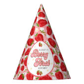 Roze Witte Rode Aardbei 1e Verjaardag Bes Eerste Feesthoedjes (Voorkant)