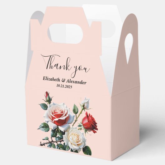 roze witte rode rozen bloemenbruiloft bedankdoosjes (Geopend)
