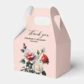 roze witte rode rozen bloemenbruiloft bedankdoosjes (Voorkant Zijde)