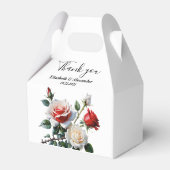 roze witte rode rozen bloemenbruiloft bedankdoosjes (Voorkant Zijde)
