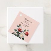  roze witte rode rozen bloemenbruiloft bedankjes labels (In situ)