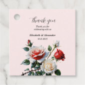 roze witte rode rozen bloemenbruiloft bedankjes labels (Voorkant)