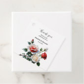 roze witte rode rozen bloemenbruiloft bedankjes labels (In situ)