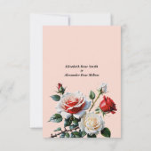  roze witte rode rozen bloemenbruiloft bedankkaart (Achterkant)