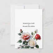 roze witte rode rozen bloemenbruiloft bedankkaart (Achterkant)