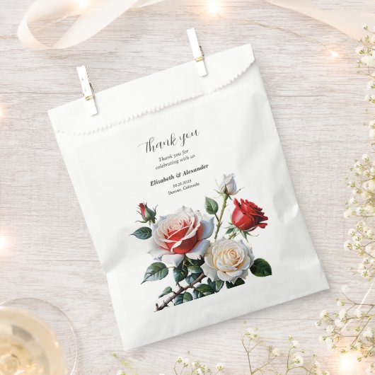roze witte rode rozen bloemenbruiloft bedankzakje (Geknipt)
