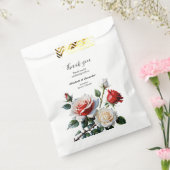  roze witte rode rozen bloemenbruiloft bedankzakje (Gezegeld)