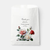roze witte rode rozen bloemenbruiloft bedankzakje (Voorkant)