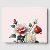  roze witte rode rozen bloemenbruiloft gastenboek (Achterkant)