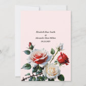  roze witte rode rozen bloemenbruiloft kaart (Achterkant)