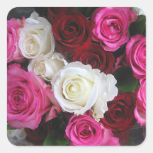 Roze, Witte & Rode Rozen Boeket Foto-