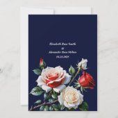  roze witte rode rozen donkere bloemen bruiloft kaart (Achterkant)