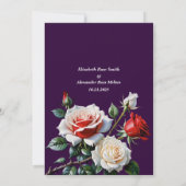  roze witte rode rozen donkere bloemen bruiloft kaart (Achterkant)
