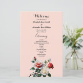 roze witte rode rozen huwelijksprogramma (Staand voorkant)