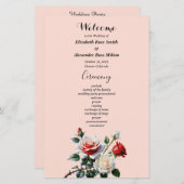 roze witte rode rozen huwelijksprogramma (Voorkant / Achterkant)