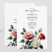  roze witte rode rozen Repetitie diner Kaart (Voorkant / Achterkant)