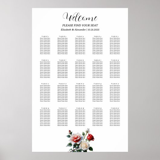 roze witte rode rozen zitkaart poster (Voorkant)