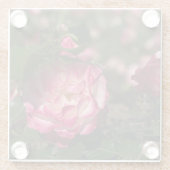 Roze & Witte Roos Glazen Onderzetter (Achterkant)