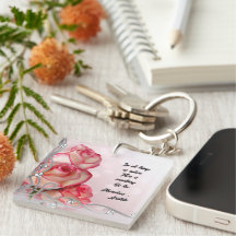 Roze/Witte Roos Sleutelhanger Citaat Aristoteles