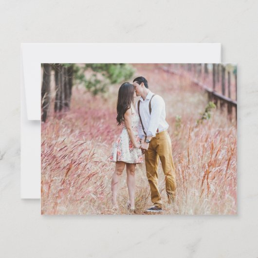 Roze Witte Roos Sparen de Kaart van de Datum met d (Achterkant)