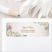 Roze Witte Roos Waterverf Bruiloft Retouradres Etiket (Insitu)
