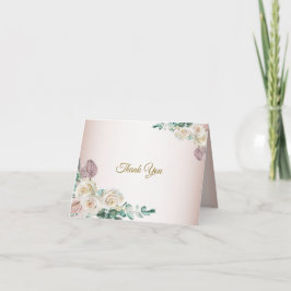 Roze Witte Roos Waterverf Groene Huwelijksdecorati Bedankkaart