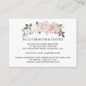 Roze Witte Rose Bloemen Bruiloft Accommodatie Informatiekaartje (Voorkant)