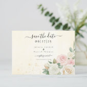 Roze & Witte Rose Blooms Flat Save The Date Kaart (Staand voorkant)