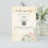 Roze & Witte Rose Blooms RSVP Kaartje (Staand voorkant)