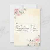 Roze & Witte Rose Blooms RSVP Kaartje (Achterkant)