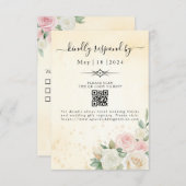 Roze & Witte Rose Blooms RSVP Kaartje (Voorkant / Achterkant)